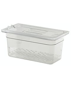Cambro 35CLRCW135 1/3 Size Colander Pan 5" Deep - Camwear - Polycarbonate - Clear - CA