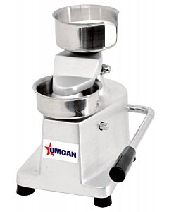 Omcan Top-Down Press Patty Maker with Rear-Mounted Paper Holder and 4" Diameter - CA