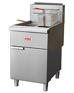 Omcan Tube-Fired Liquid Propane Gas Floor Fryer with 2 x 35-40 lb. Capacity - 120,000 BTU/hr. - USA