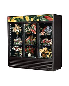 True GDM-72FC-HC~TSL01 Three Glass Swing Door Floral Cooler - 72 cu. ft.