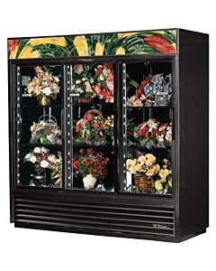 True GDM-69FC-HC-LD 78" Three Glass Sliding Door Floral Merchandiser with 69 cu.ft. Capacity - 115V - CA