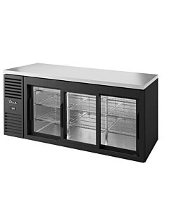 True TBR72-RISZ1-L-B-111-1 72" Sliding Glass 3-Door Single Zone Back Bar Refrigerator
