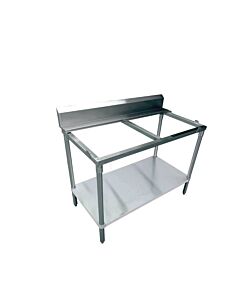 Zanduco 30" Depth Solid Poly Top Table with Undershelf and 6" Backsplash