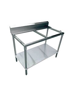 Zanduco 30" x 48" Solid Poly Top Table with Undershelf with 6" Backsplash - USA