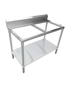Zanduco 30" x 60" Solid Poly Top Table with Undershelf with 6" Backsplash - USA