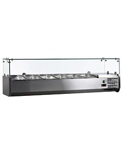 Zanduco 59" Refrigerated Topping Rail with Sneeze Guard and 6 Pan Capacity