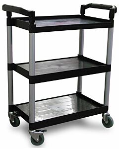 Zanduco Plastic Bussing Cart Black - 16” x 24.75” Tray Size - CA