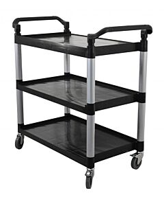 Zanduco Plastic Bussing Cart Black - Tray Size 19.5" x 31" - CA