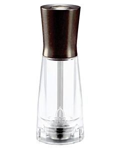 Omcan Tosca Series 15cm Beech Wood Pepper Mill with Acrylic Resin Base - Dark - USA