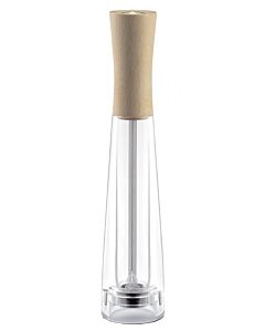 Omcan Tosca Series 26cm Beech Wood Pepper Mill with Acrylic Resin Base - Light