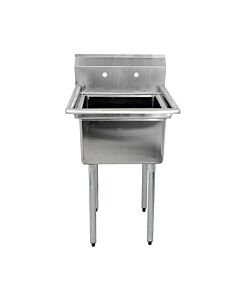Zanduco 23" 18-Gauge One Compartment Stainless Steel Sink with 3.5" Center Drain and No Drain Board - 18" x 18" x 11" Bowl - CA