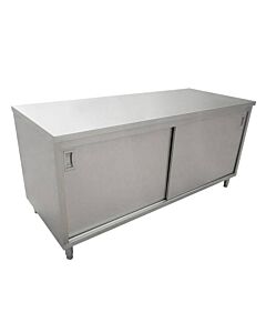 Zanduco 24" Depth Worktable with Cabinets and Sliding Doors