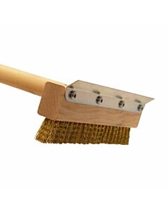 Omcan 10" Heavy Duty Brass Pizza Oven Brush with 40" Handle (1 1/8" Thick)