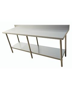 Zanduco Stainless Steel Worktable 24" X 84" with 4" Backsplash and Undershelf - Heavy-Duty - CA