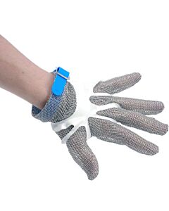 Omcan 5 Finger Stainless Steel Mesh Glove with Silicone strap