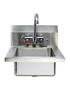 Zanduco Fabricated Wall Mounted Hand Sink with 4" Faucet & Drainbasket