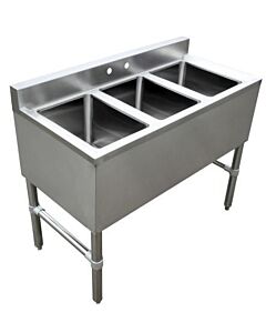 Zanduco 3 Compartment Underbar Sink with No Drain Board 10" X 14" X 10"