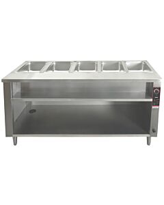 Omcan 72" 5-Pan Open Well Electric Steam Table with Cutting Board and Undershelf - 240V, 4kW - CA