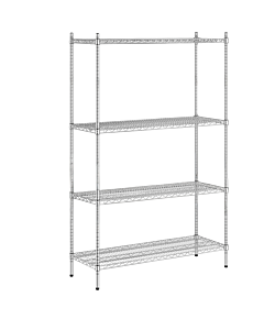  Zanduco 24" Depth Heavy Duty Commercial Chrome Shelf Set, Shelves & Posts with Levelers - NSF