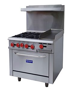 Zanduco 36" Commercial Range Oven w/ 12" Griddle and 4 Burners – Natural Gas - 171,000 BTU - CA