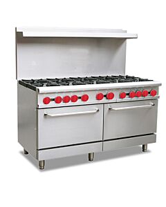 Omcan 60" Commercial Range Natural Gas with 10 Burners and 2 Oven - 362,000 BTU - USA