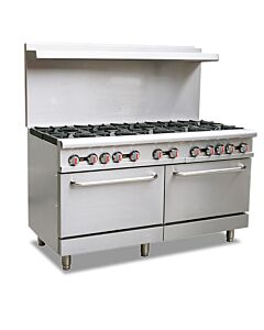 Omcan 60" Commercial Range Liquid Propane with 10 Burners and 2 Oven - 362,000 BTU
