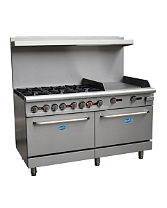 Zanduco 60" Commercial Range Oven w/ 24" Griddle and 6 Burners – Natural Gas - 171,000 BTU - CA