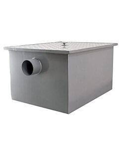 Omcan Grease Trap 24" x 15.75" x 20" 40lbs Capacity with 3" Threaded Inlet and Outlet - Steel