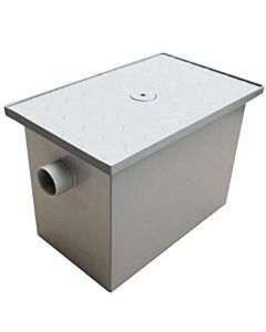 Omcan Grease Trap 16" x 10" x 11" 8lbs Capacity with 2" Threaded Inlet and Outlet - Steel