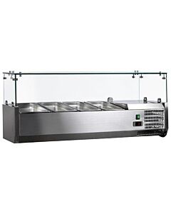 Zanduco 47" Refrigerated Topping Rail with Sneeze Guard and 4 Pan Capacity