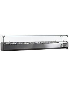 Zanduco 79" Refrigerated Topping Rail with Sneeze Guard and 9 Pan Capacity