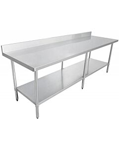 Zanduco Stainless Steel Worktable 30" X 84" with 4" Backsplash and Undershelf - Standard - CA