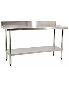 Zanduco Stainless Steel Worktable 30" X 36" with 4" Backsplash and Undershelf - Heavy-Duty - CA