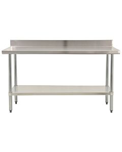 Zanduco Stainless Steel Worktable 30" X 72" with 4" Backsplash and Undershelf - Heavy-Duty - CA