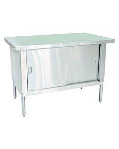 Zanduco 30" Stainless Steel Enclosed Worktable with Cabinet, Sliding Doors - Knockdown