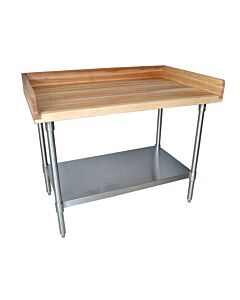BK Resources MBTS-4836 48" x 36" Hard Maple Bakers Top Table with Stainless Undershelf & Oil Finish