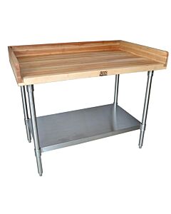 BK Resources MBTG-4830 48" x 30" Hard Maple Bakers Top Table with Galvanized Undershelf & Oil Finish