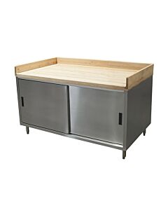 BK Resources CMBT-3048S 30" X 48" Maple Bakers Top Cabinet Base with Sliding Door Chef Table - USA