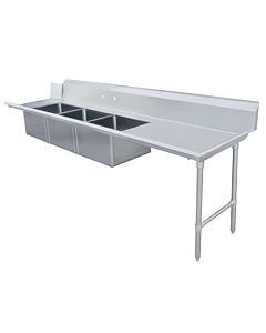 Zanduco 30" x 120" Right Side Soiled Dish Table with Three Sinks - CA