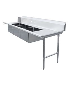 Zanduco 30" x 108" Right Side Soiled Dish Table with Three Sinks - USA