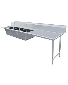 Zanduco 30" x 96" Right Side Soiled Dish Table with Three Sinks - USA