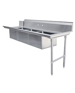 Zanduco 30" x 84" Right Side Soiled Dish Table with Three Sinks - USA