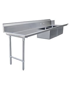 Zanduco 30" x 108" Left Side Soiled Dish Table with Two Sinks - USA