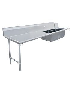 Zanduco 30" x 96" Left Side Soiled Dish Table with Two Sinks - USA