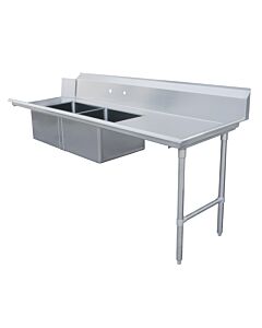 Zanduco 30" x 84" Right Side Soiled Dish Table with Two Sinks - USA