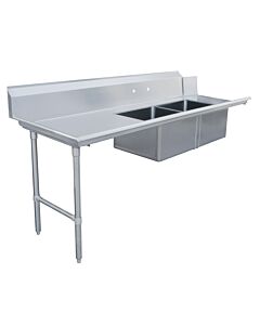 Zanduco 30" x 84" Left Side Soiled Dish Table with Two Sinks - USA