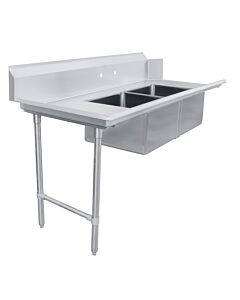 Zanduco 30" x 72" Left Side Soiled Dish Table with Two Sinks - USA