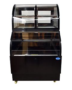 Zanduco 36'' Open Refrigerated Dual Service Floor Display Case with 354L Capacity - Black