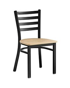 Omcan 47169 Metal Ladder Back Chair with Natural Wood Seat