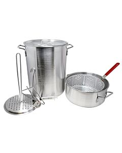 Omcan Aluminum 30Qt Turkey & 10Qt Fish Fryer Boiler Steamer Set